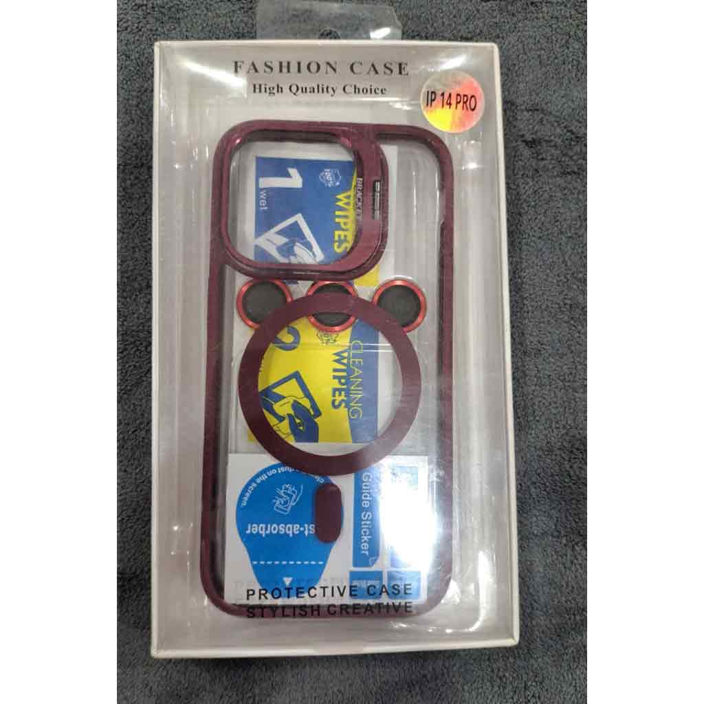 Iphone-14Pro-MetalStand-Mehroon Iphone-14 Pro Metal Stand Mehrooon Backcover - Image 1