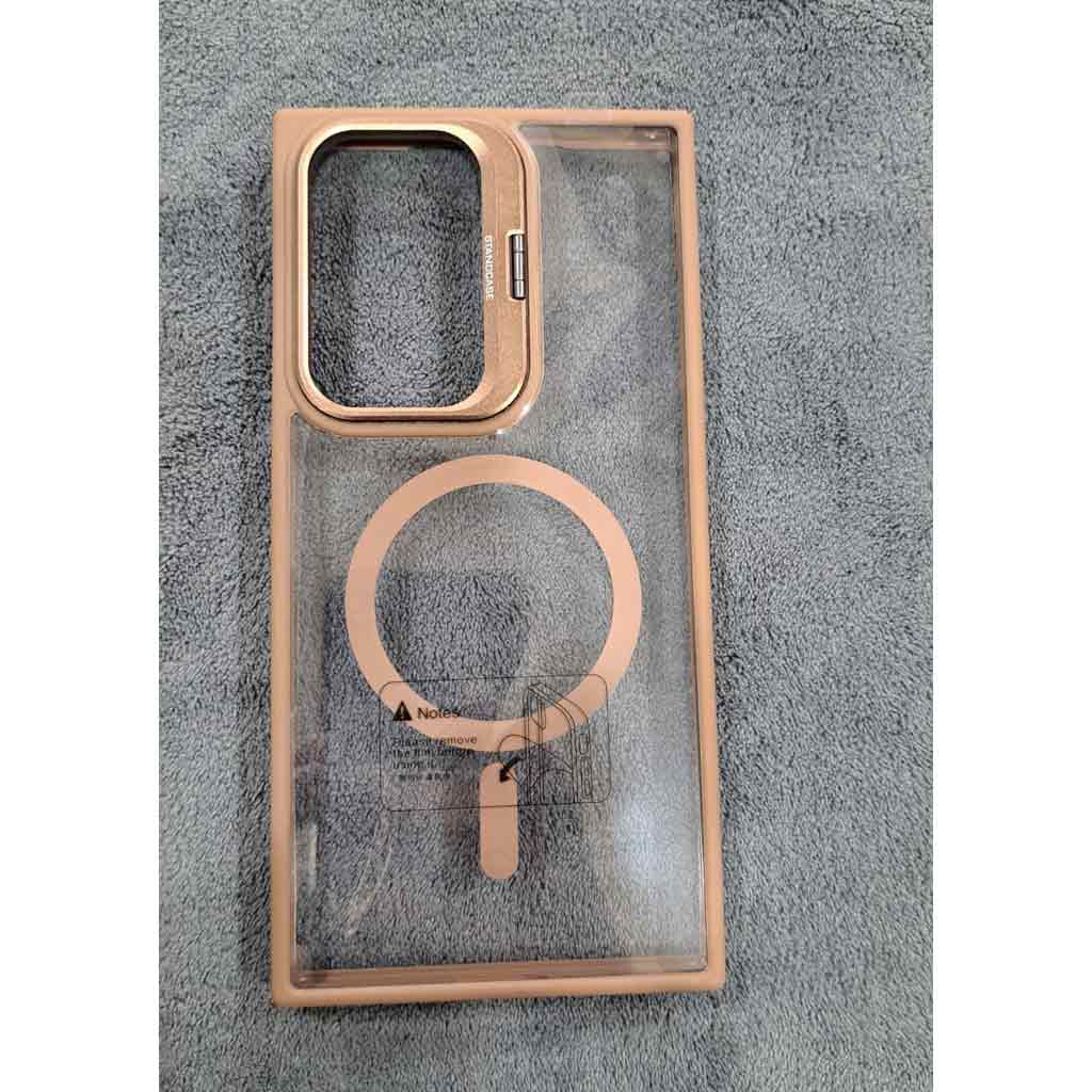 Samsung-S23-Ultra-MetalStand-Golden Samsung-S23 Ultra Metal Stand Golden Backcover - Image 1