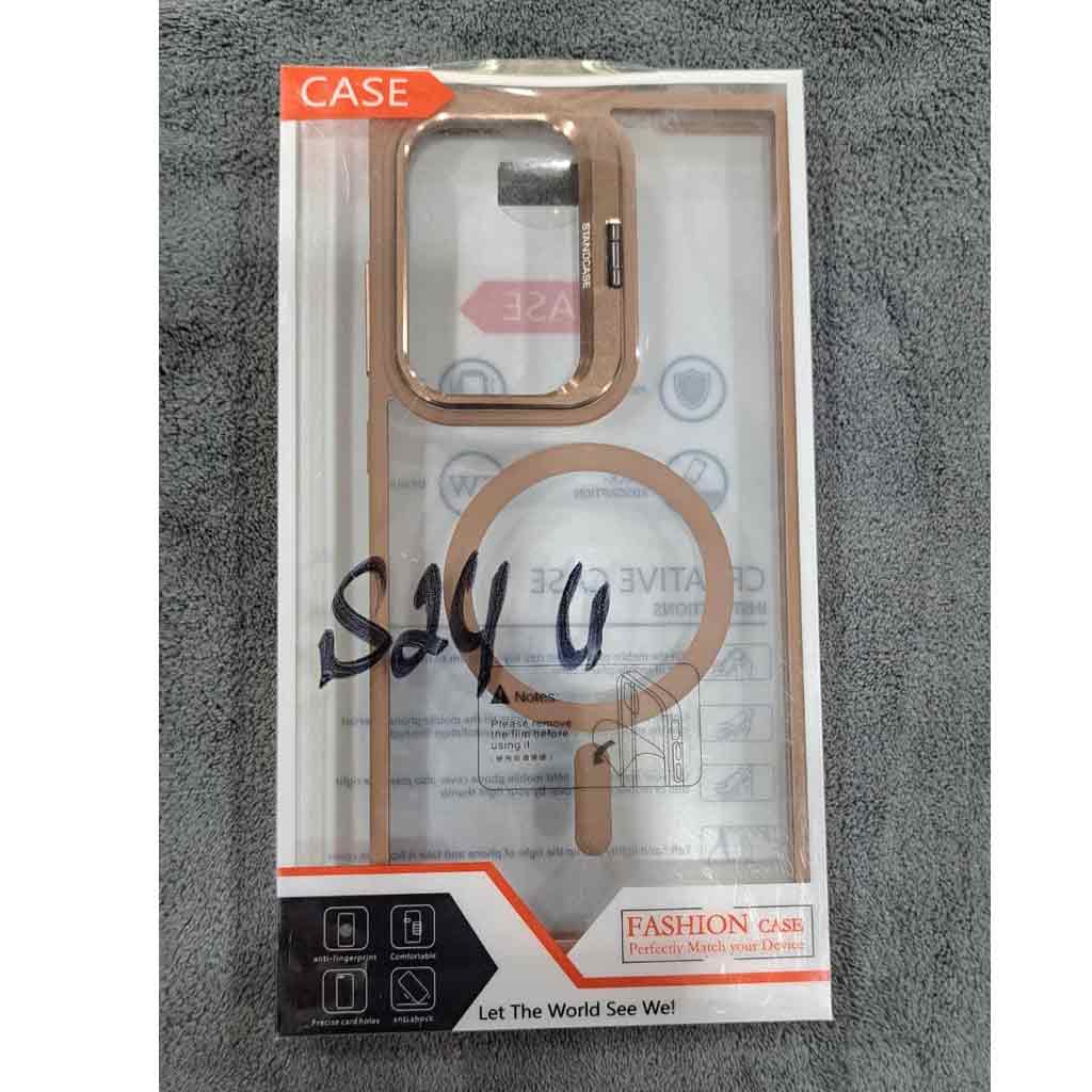 Samsung-S24-Ultra-MetalStand-Golden Samsung-S24 Ultra Metal Stand Golden Backcover - Image 1